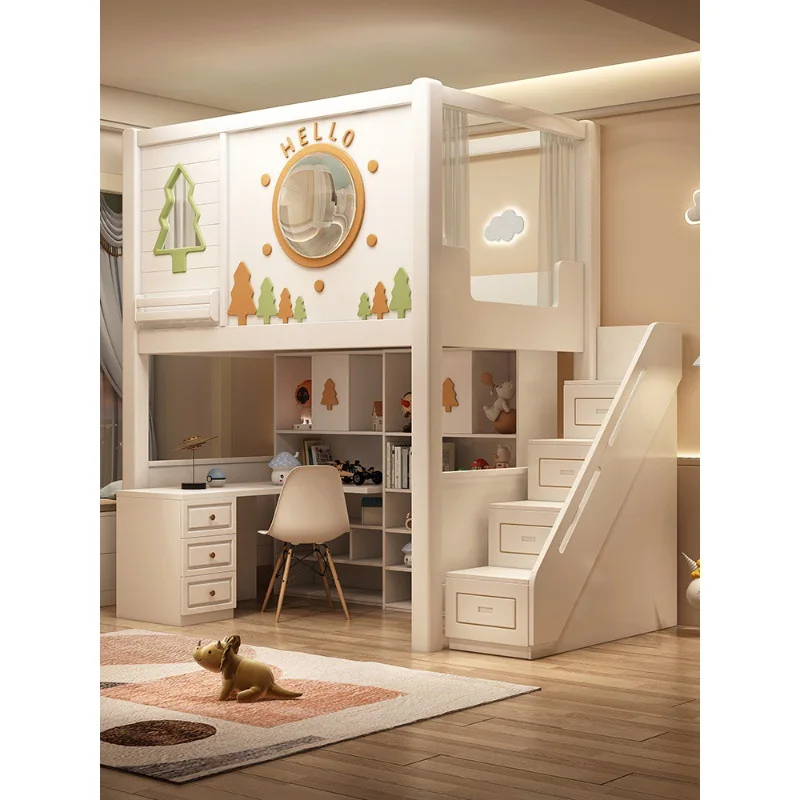 

Children's table combination bed, desk wardrobe integrated multi-functional upper and lower beds, bunk beds save space