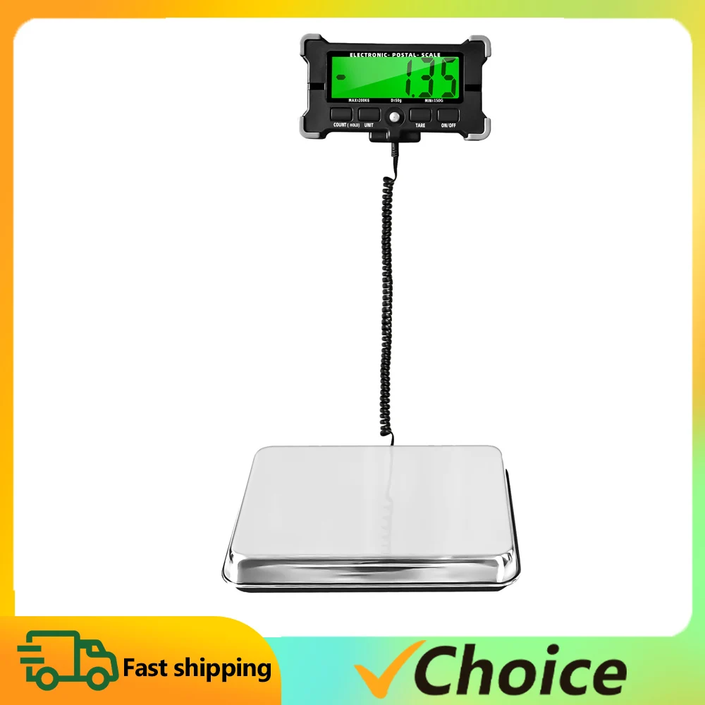 PS21 Digital Scale 200KG 120KG Electronic Postal Scale Stainless Steel Floor Scale LCD Backlight Display Portable Shipping Scale