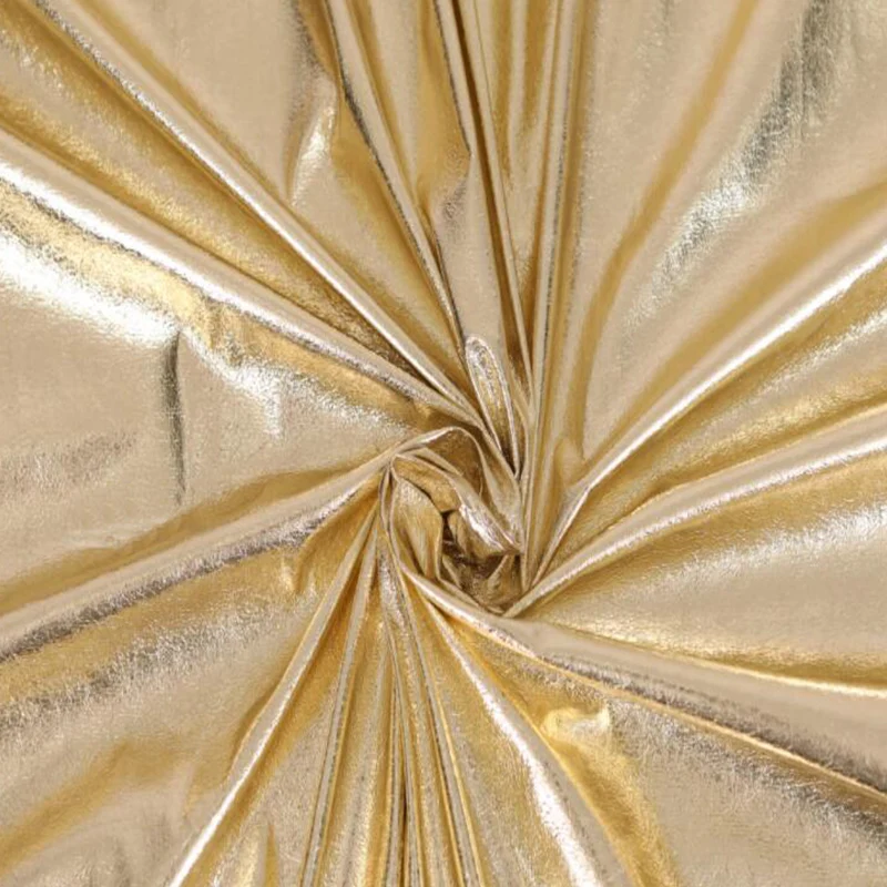 Good Fantasy Gold Non Elastic Mirror Faux PU Leather Fabric PU Artificial Leather Fabric Sewing DIY Windbreaker/Creative Clothes