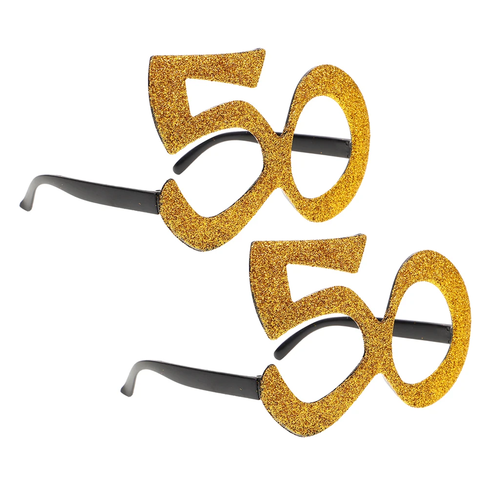 

2 Pcs Digital Decorative Glasses Glitter Number Eyewear Props Birthday Party Sunglasses Celebration Accessories Novelty