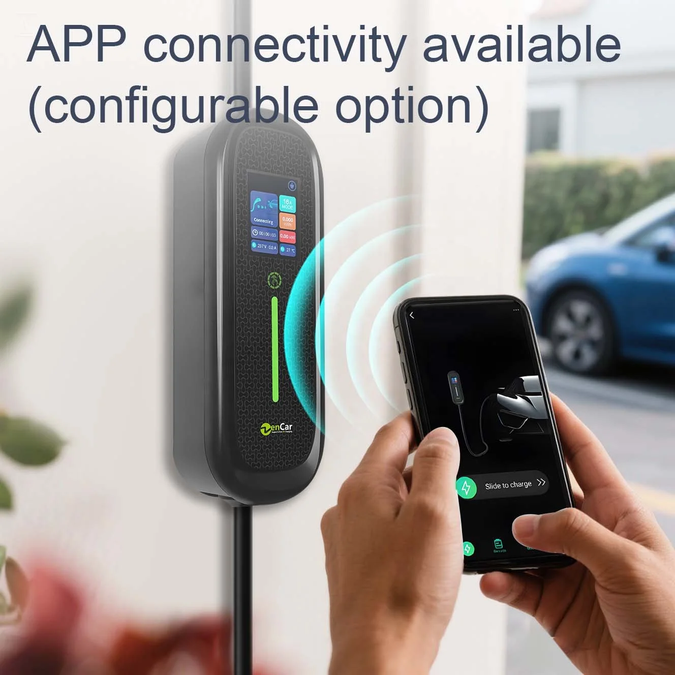 C30 40A NACS Home Car Chargers 9kW TSL Portable EV Charger APP WIFI Smart AC EVSE with NEMA 14-50 Power Plug 2.8 LCD Screen