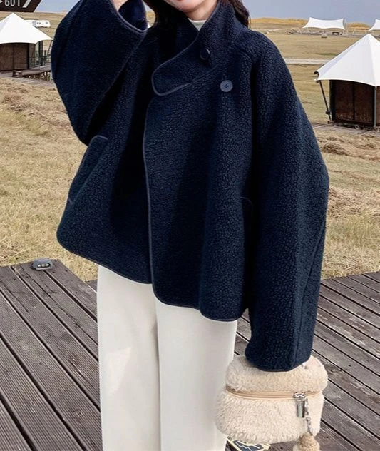 

Navy Blue Jacket Women's 2025 Winter New Item Slimming and Thickening Cotton Jacket