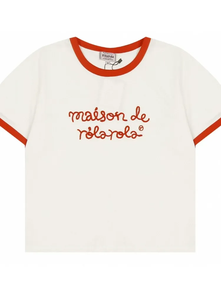 تي شيرت بلون مطرز بأحرف ort Sve تي شيرت شبابي Sle كاجوال مناسب من القطن جولة Ne تي شيرت للشابات #5