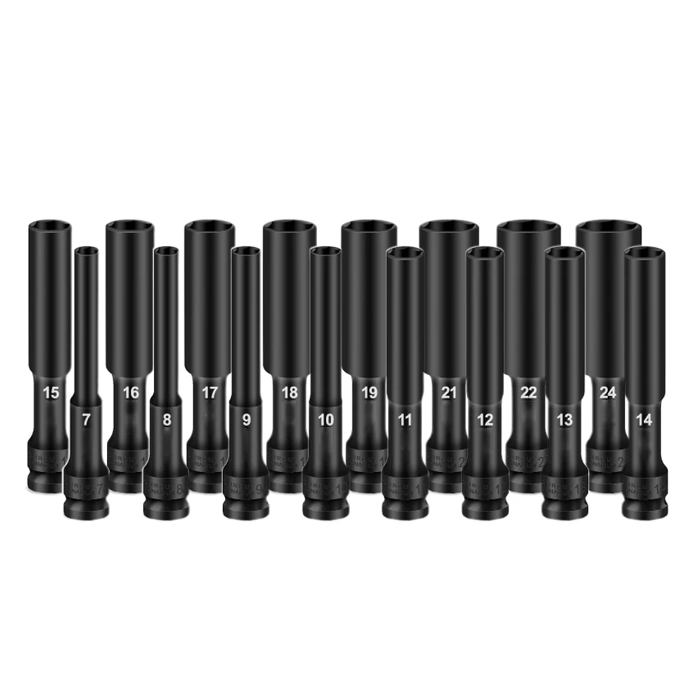 1PCS Impact Socket Set 1/2 Inch Drive Metric Deep Wrench Hex Socket Head Kit For Wrench Adapter Hand Tool Set 8-24mm Adapters