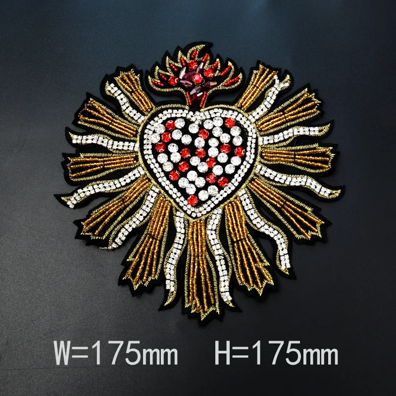 1 Piece Beaded Sew on Patch Big Size Different Shape Beads Badges Handmade Applique for Clothing DIY Decoration