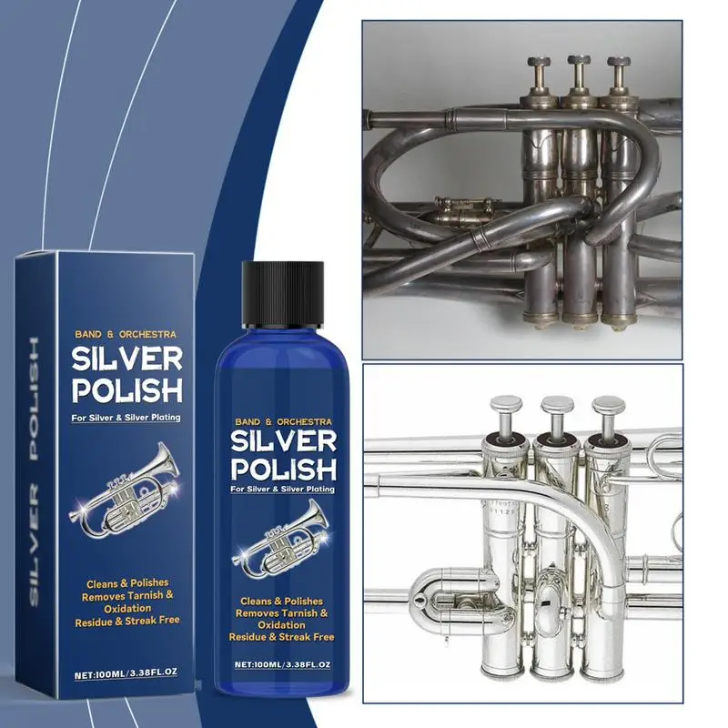 Silver Cleaner Jewelry Tarnish Remover Multipurpose Trumpet Polish Silver Jewelry Polish Sterling Silver Polish Silver Tarnish