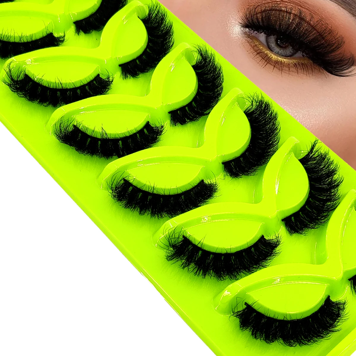HBZGTLAD 7 Paar Katzenwimpern, flauschige künstliche Nerzwimpern, natürliches Aussehen, falsche Wimpern, tägliche Party, wiederverwendbare Kosmetik