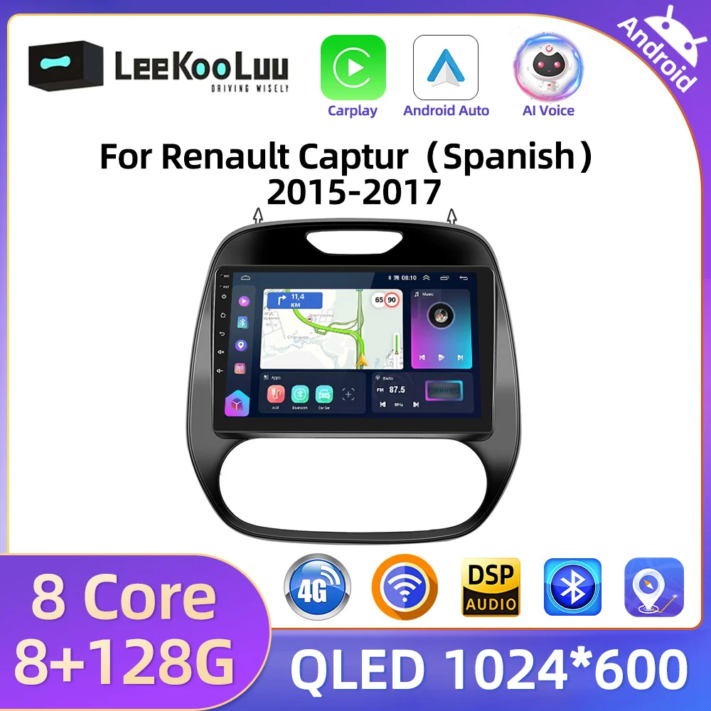 LeeKooLuu Android Multimedia Player For Renault Captur (Spanish) 2015-2017 Car Radio GPS Stereo Wireless Carplay Android Auto