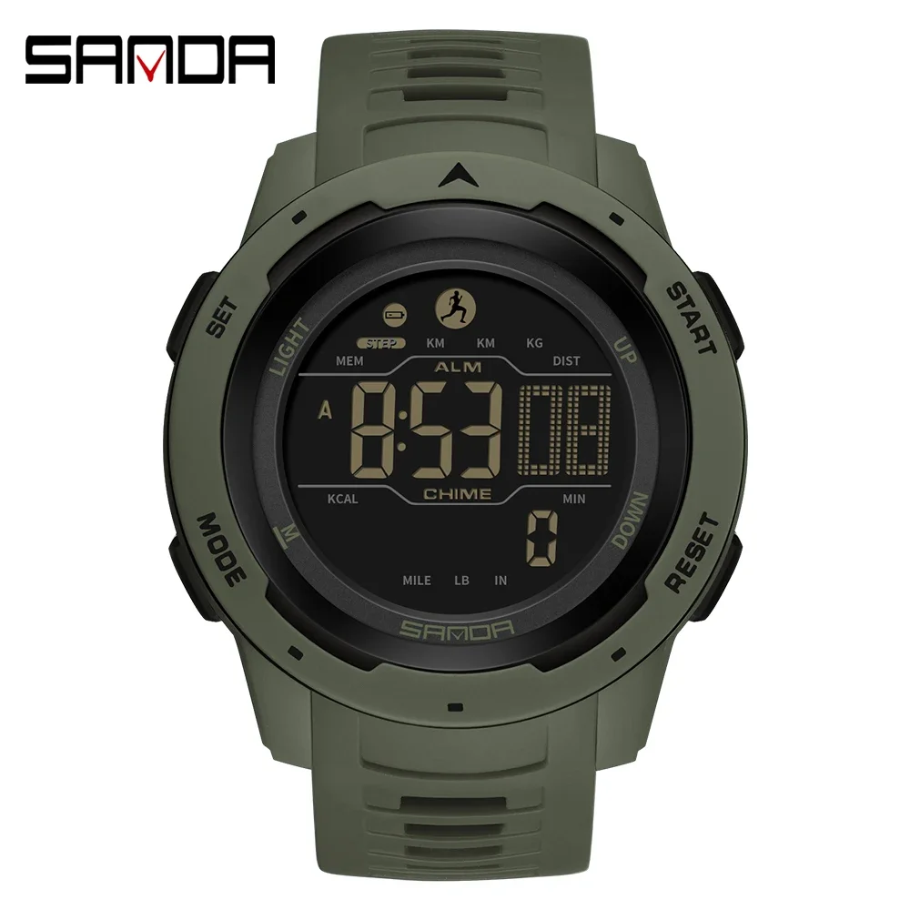 

SANDA 2145 Brand Men Watches Sports Pedometer Calories 50M Waterproof LED Digital Watch Military Wristwatch Relogio Masculino