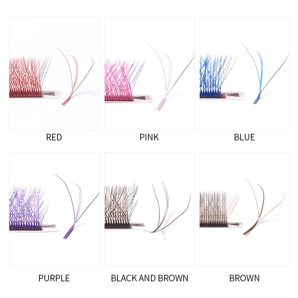 ملحقات رموش ملونة ثلاثية الأبعاد على شكل W من DeceMars (12 خطًا/صينية) للمكياج