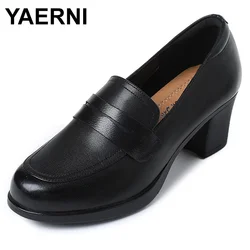 High Heel Women Trend Spring New High Vamp Slip-on Round Head Ladies Dress Shoes Thick Heel Platform Fashion Shoes Women