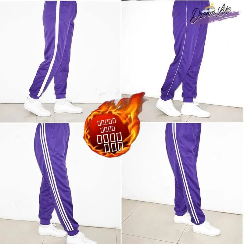 

Утепленные школьные брюки Thiened Fce, фиолетовые, с двумя полосками, с ребристыми манжетами, длинные брюки для учениц начальной школы, школьная форма для девочек