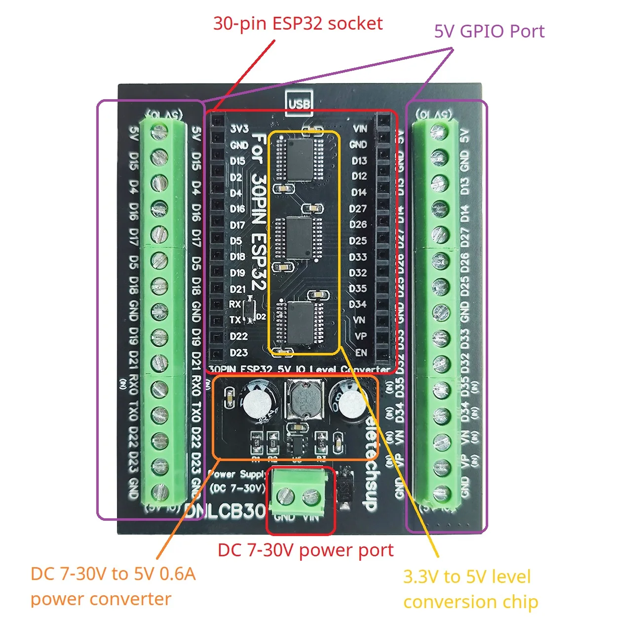 

ESP32 3.3V to 5V Bidirectional Level Converter Board for Arduino Wifi IOT Smart Home DIY