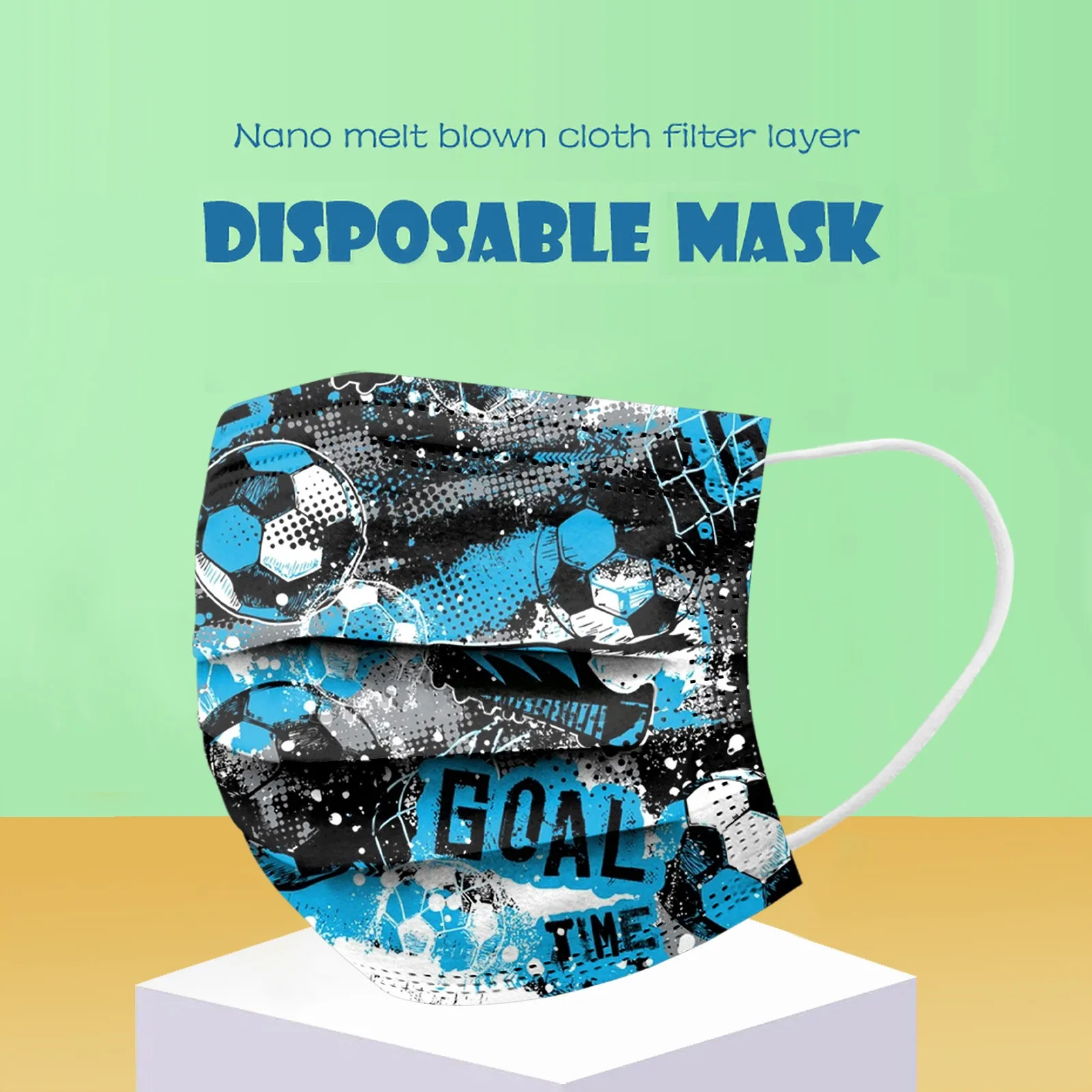 أقنعة الأطفال المطبوعة 50 قطعة أقنعة الأطفال على طراز كرة القدم الكرتون الحرم الجامعي حماية الحياة اليومية الديكور التنقل