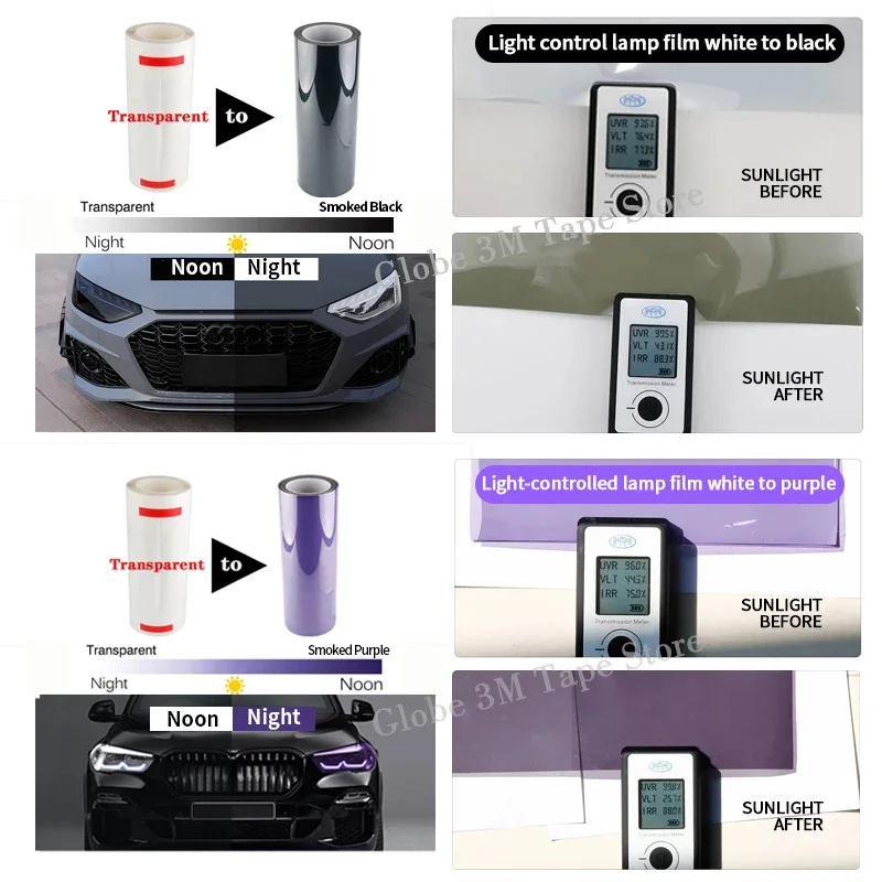 

Special Light Black TPU PPF Car Headlight Smart Protective Film Self-repairing Color-changing Car Headlight Film White To Black