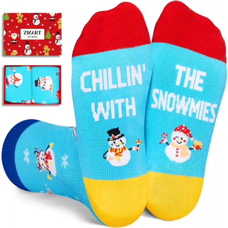 

Christmas Gifts Stocking for Girl Boy- Snowman Socks Xmas Stocking Stuffers for Kids