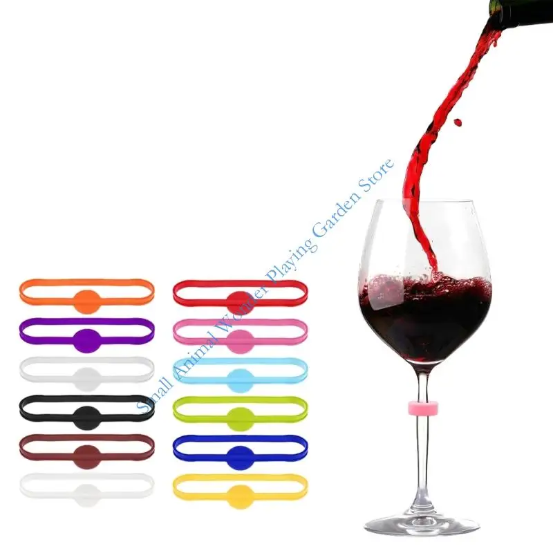 C9GC Silicone Wine Glass Markers For Parties Colorful Efficient Cup Clips To Prevent Mixing Drink At Gatherings