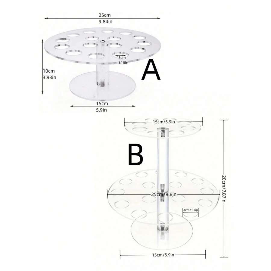 16/24 Holes Round Acrylic Multi-Purpose Acrylic Display Stand, Ice Cream Cone Holder Desktop Storage Rack