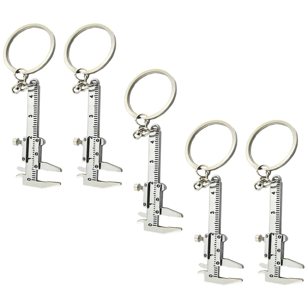 5 Pcs Vernier Caliper Buckle Key Chain Ring Schoolbag Hanging Decor Keychain Car Holder Ruler Pendant Pocket Metal Decorations