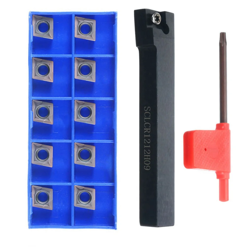 

Cutting Tool Set Carbide Insert 100mm 10PCS Inserts 12mm Width 42Cr Material CCMT09T304 Inserts SCLCR1212H09 Model