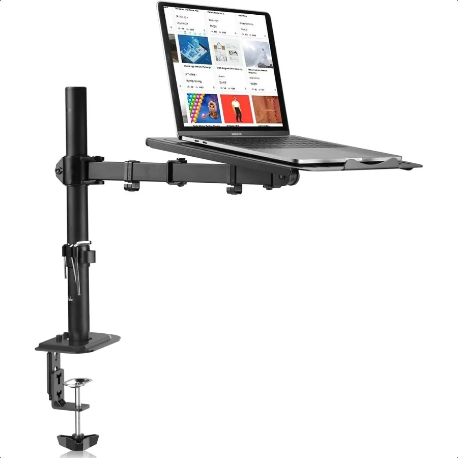 

Laptop Notebook Desk Mount Stand Adjustable Single Monitor Laptop Arm Mount with Ventilated Tray up to 17 inch Holds up to 22 l