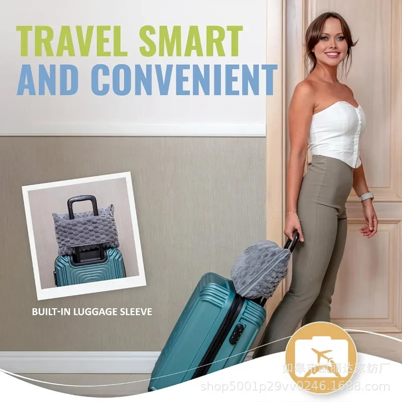 Ultra Soft 2-in-1 Flannel Travel Blanket with Pillow - Portable Luggage Case, Foldable Multi-Purpose Aircraft