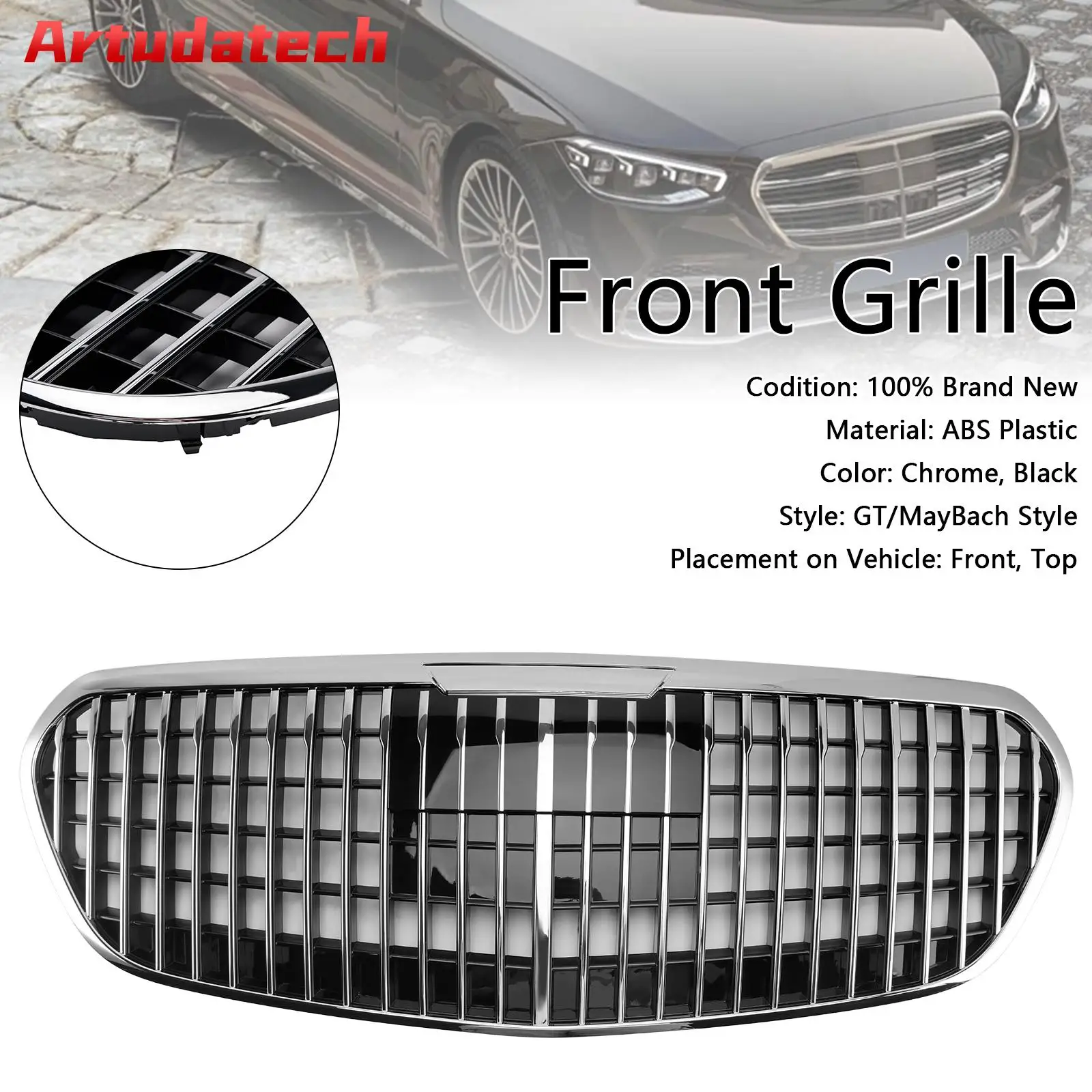 

Artudatech Chrome Front Bumper Grille Grill Fit for Mercedes S class W223 S580 S680 2021-2023 Car Accessories 2022