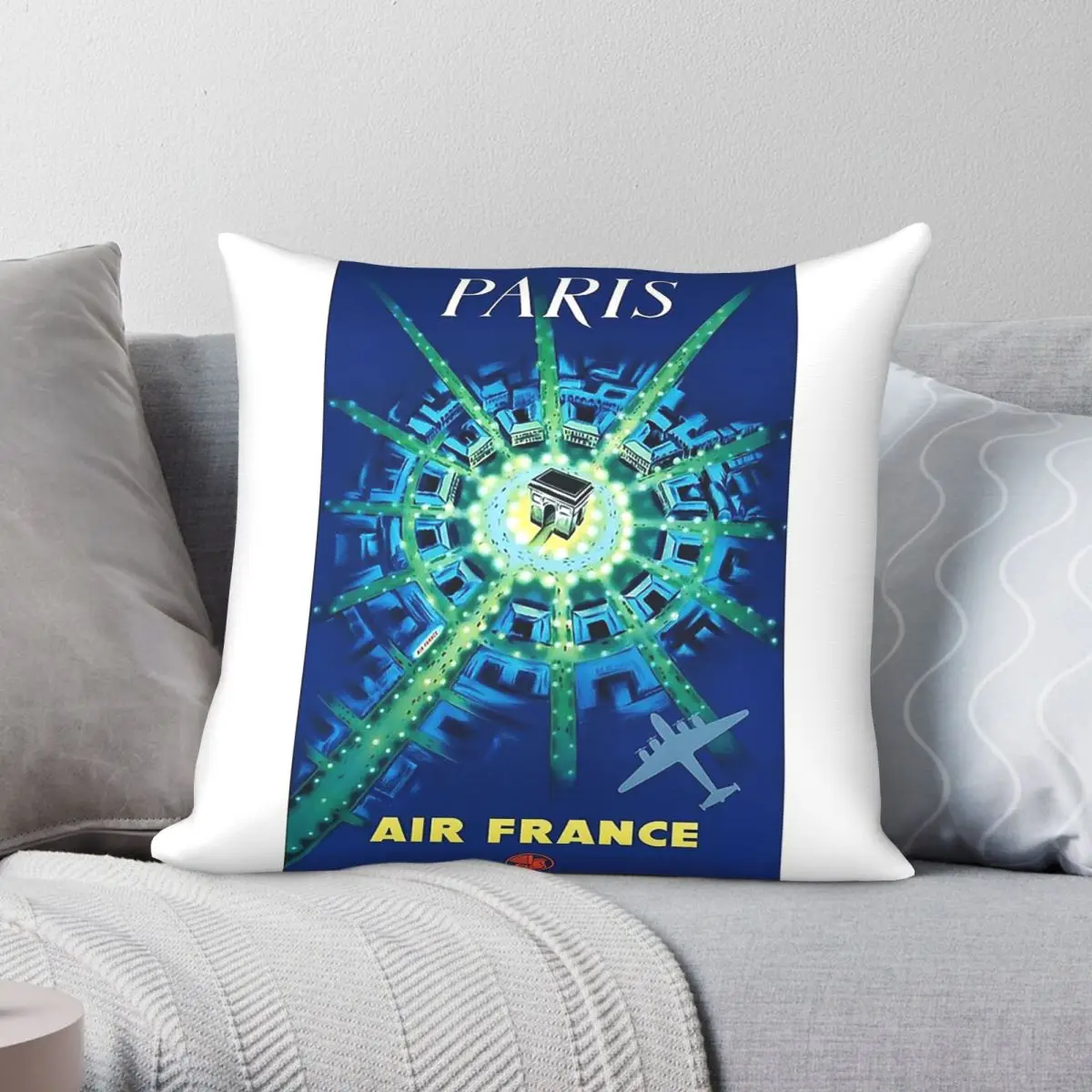 Air France Paris Arc De Triomphe Pillowcase Polyester Linen Velvet Printed Decorative Throw Pillow Case Sofa Seater Cover 18