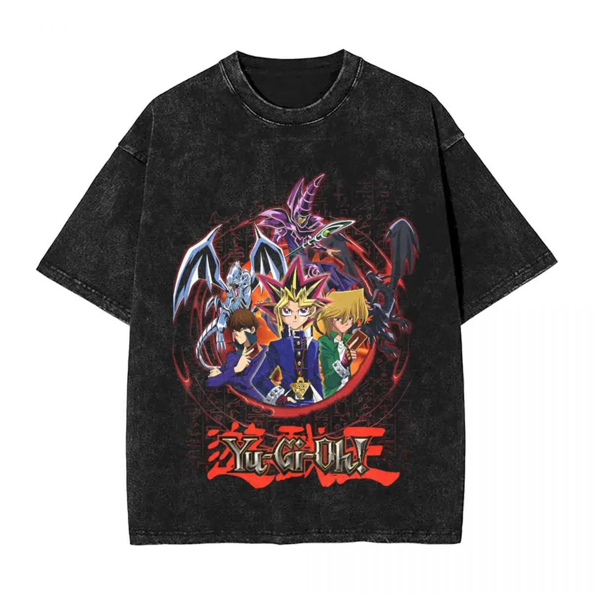 Washed T Shirt Yu-Gi-Oh! Anime Manga T-Shirt Oversize Aesthetic Streetwear Short Sleeve Summer Tops Tee Shirt for Men Women