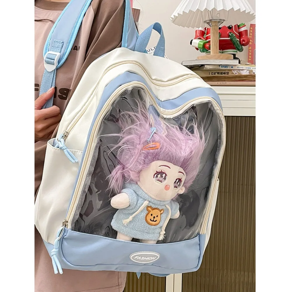 Japanese Style Ita Bag Student Shoulder Bag Schoolbag Large Capacity Transparent PVC Badge Backpack DIY Doll Display Bag