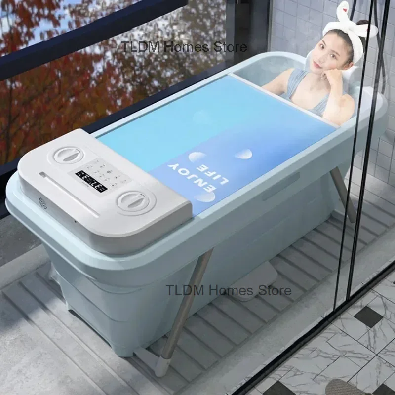 Automatic Foldable Spa Bathtub Heating Sweat Steaming Bathtub Comfortable Home Portable Bucket Adult Full Body Bath Bucket T