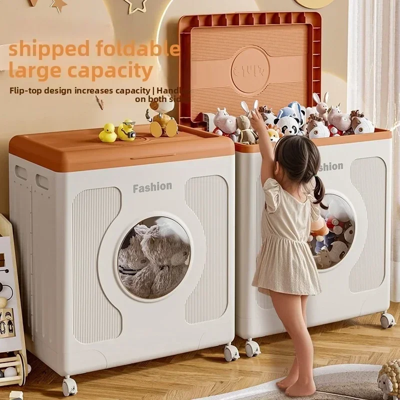 160L Large-capacity Storage Box, Multi-functional Clothing Folding Storage Box With Wheels, Household Plastic Clamshell