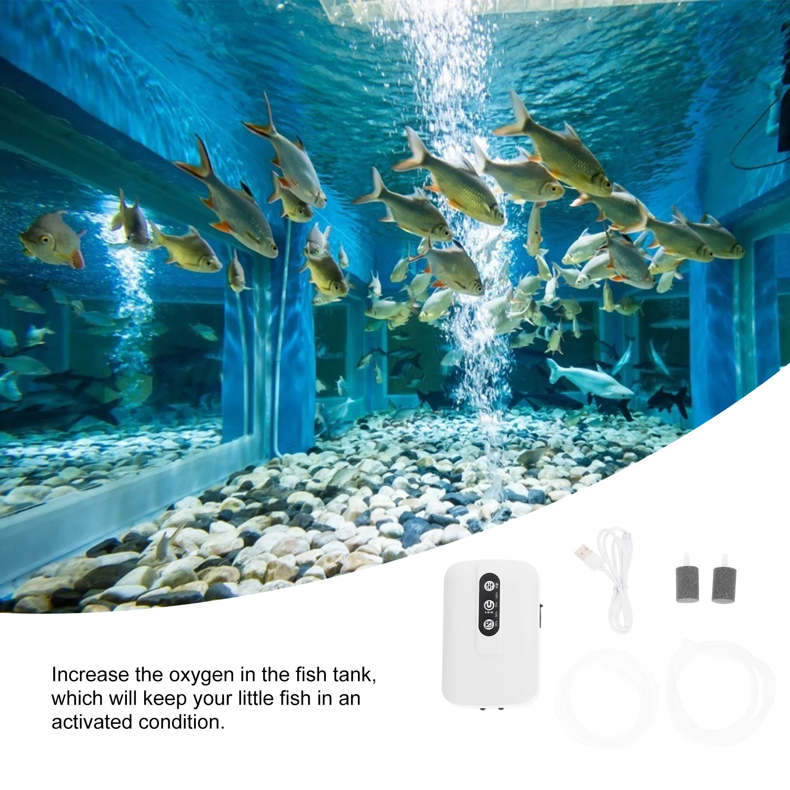 

Aquarium Oxygen Aerator Pump Large Stable Bubble USB Air Pump Fish Tank Supplies Waterproof Plastic Silica