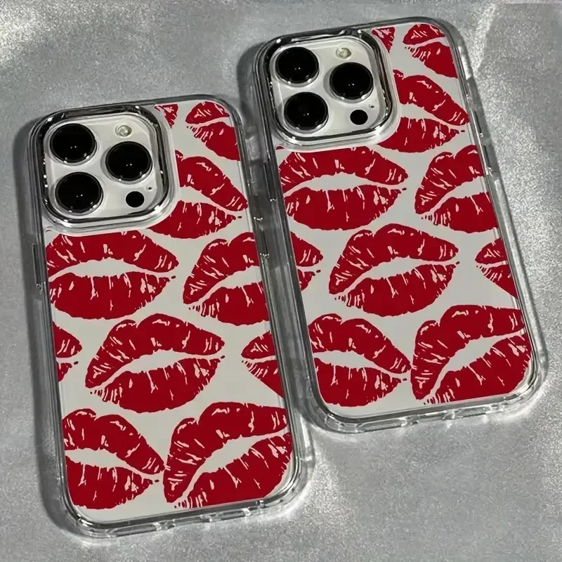 Sexy Girl Kiss Lips Clear Case for iPhone 16 14 15 Plus 11 12 13 Pro Max XR Soft TPU Cover with Electroplated Camera Protection