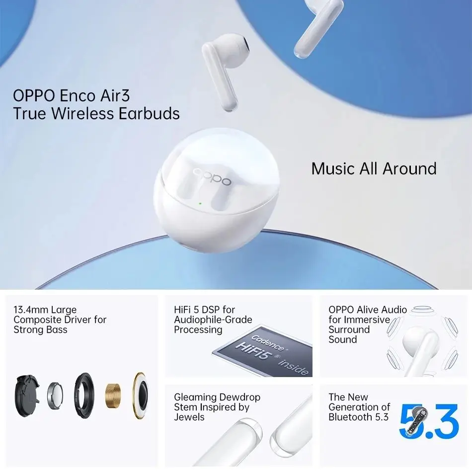 OPPO Enco Air 3 TWS Bluetooth Earphone Call Noise Cancelling Ture Wireless Headphones For OPPO Rono 9 Pro