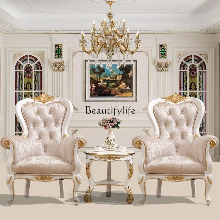 

European tiger chair neoclassical solid wood negotiation sofa chair furniture