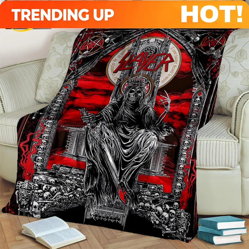 Customize Rock Heavy Metal Slayer Band Blanket,Soft Throw Blanket for Home Bedroom Bed Sofa Picnic Travel Office Rest Cover Blan