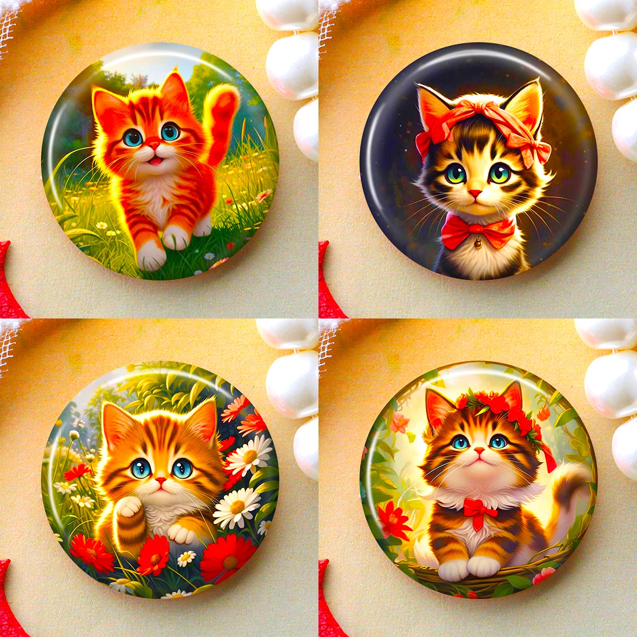 

2026 8-50 мм DIY Комплект для изготовления ювелирных изделий: аксессуары для подвесок, стеклянные кабошоны с фото, круглые камеи, основы для ручной работы, камень Cat HQ77