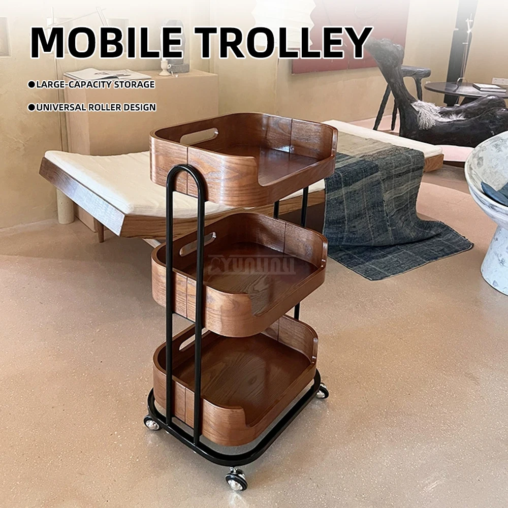 Beauty Salon Mobile Cart, Solid Wood Cart, Spa Club Tool Cart, Skin Care, B&B Storage Rack