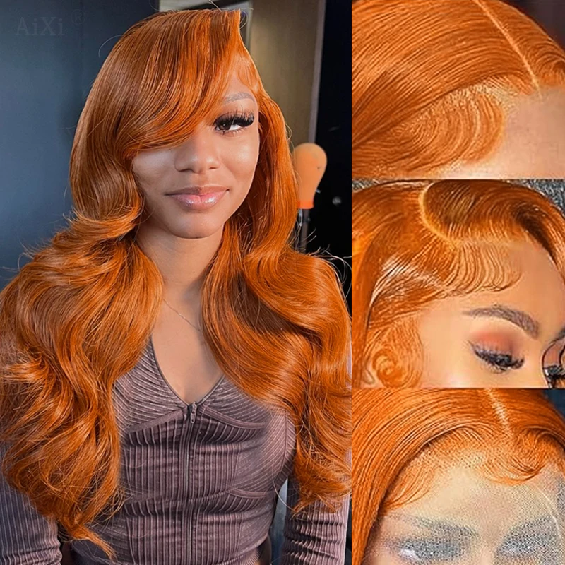 

Оранжевый Рыжий Парик Фронта Шнурка Человеческие Волосы 13x6 Бразильские Объемные Волны Парик Фронта Шнурка Человеческих Волос 38 Дюймов Прозрачные Цветные Парики