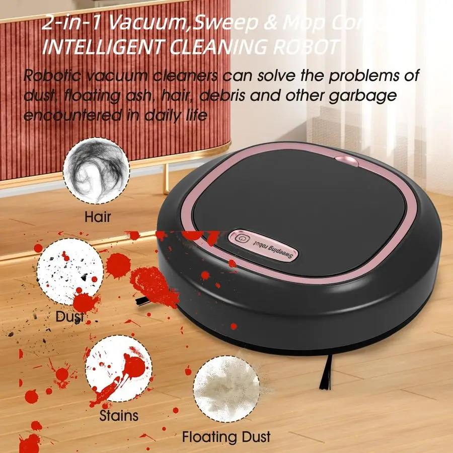 Vacuum Cleaner, Robot Vacuum and Mop ComboSmart 2 in 1 Cleaning System,Super Thin Quiet, Obstacle AvoidanceSuitable for Various