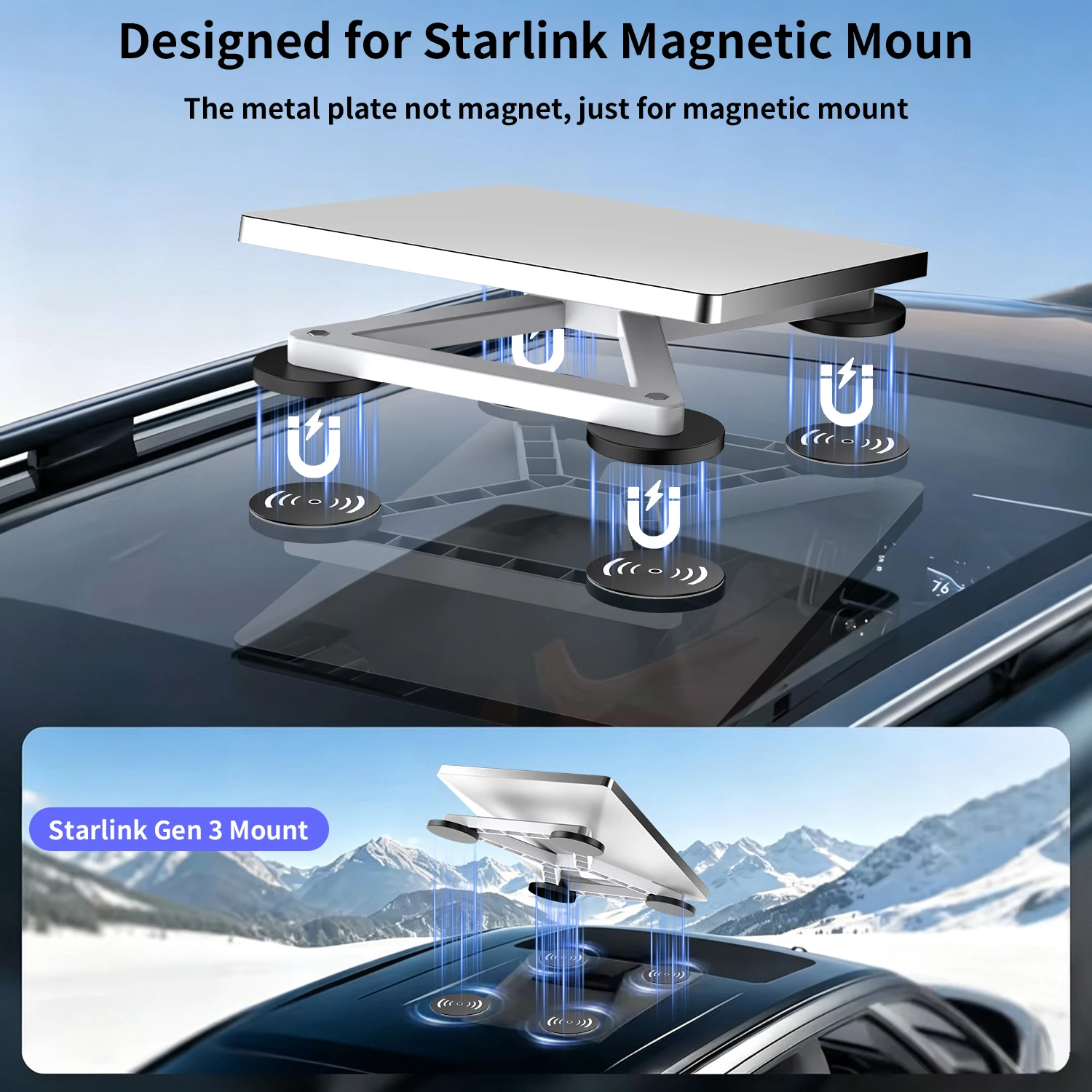 4PCS Metal Plate Sticker Iron Sheet For Starlink Mini andGen 3 Magnetic Car Mount Metal Plate Disk For StarlinkMagnetic Mount view 5