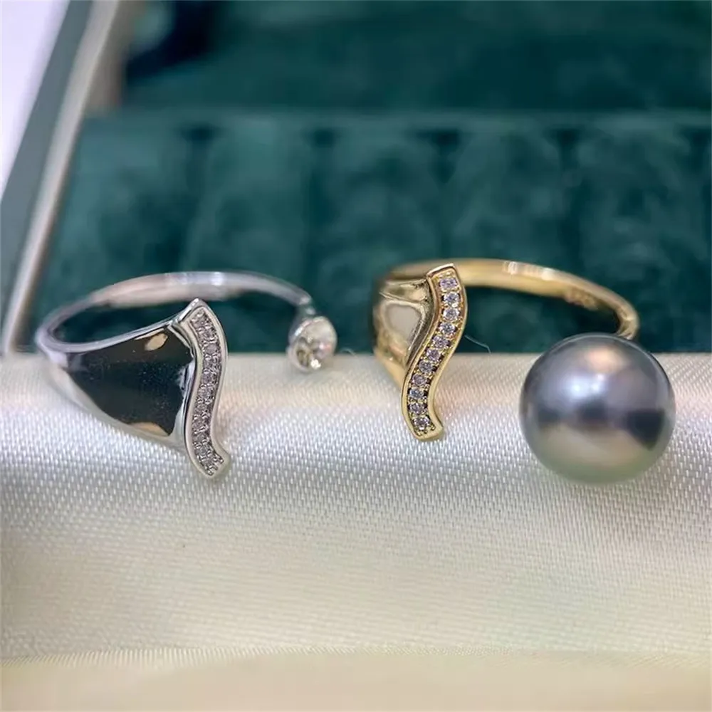 

14K Gold Plated Adjustable Open Pearl Ring Settings Blank Base Bezel Cabochons Rings for Jewelry Materials Making DIY Accessorie