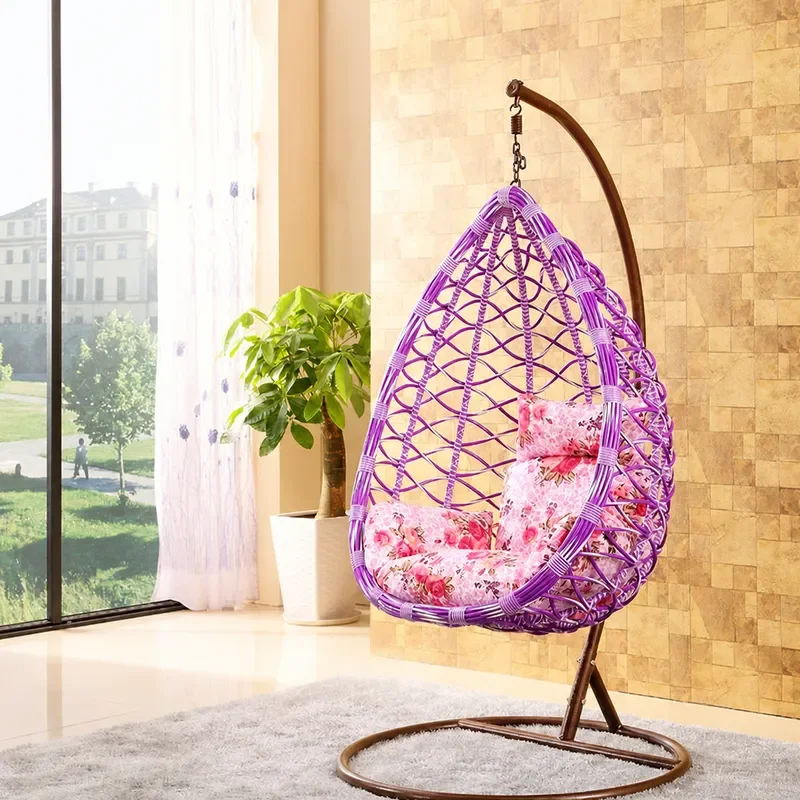 Outdoor Indoor Rattan Hanging Chair Single Double Swing Hammock Rocking Cradle Seat Lazy Nest Pod for Patio Garden Home Decor