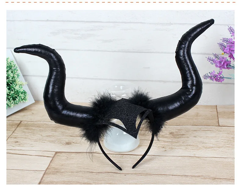 Halloween Devil Bull Horn Head Buckle Hair Hoop Ghost Festival Decorative Headwear Cosplay Ball Party Props Bull Horn Headwear