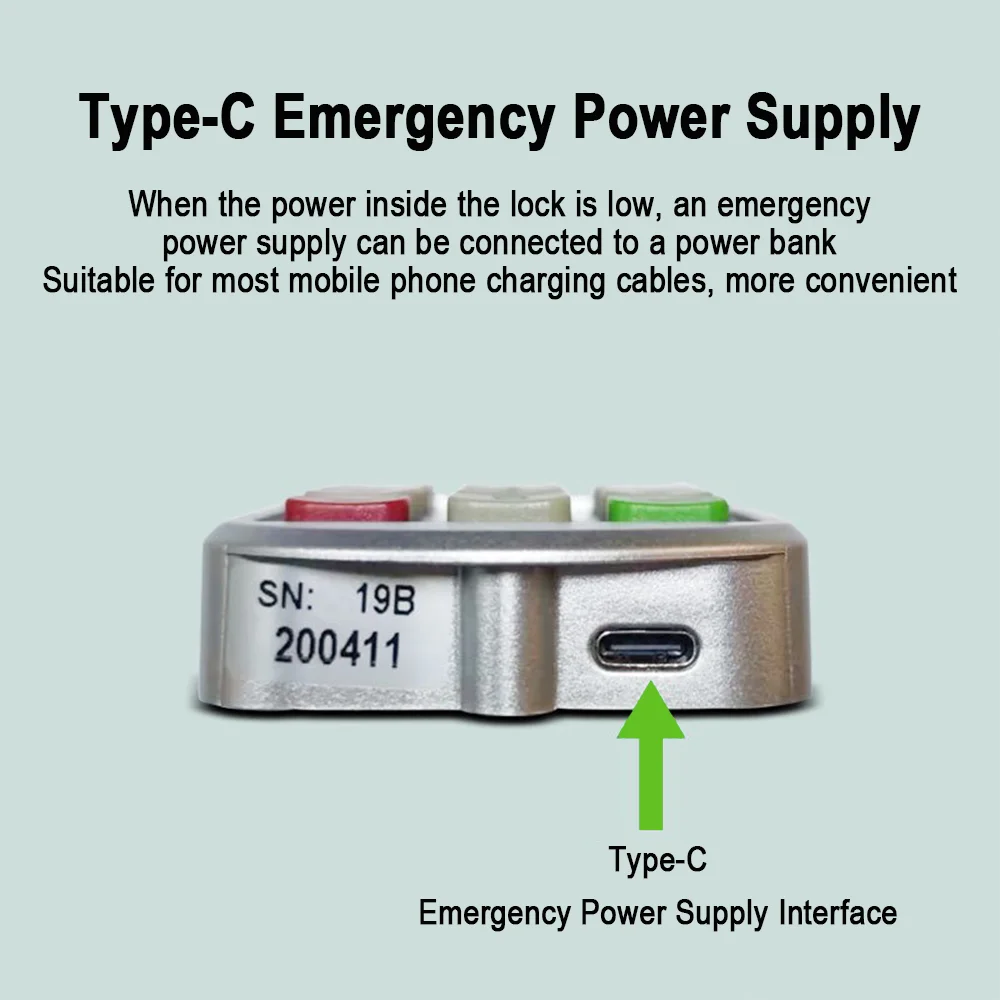 APSC Smart Cabinet Lock Digital Keypad Cabinet Lock with Type-C Emergency Charging Port Electronic Lock Public/Private Dual Mode
