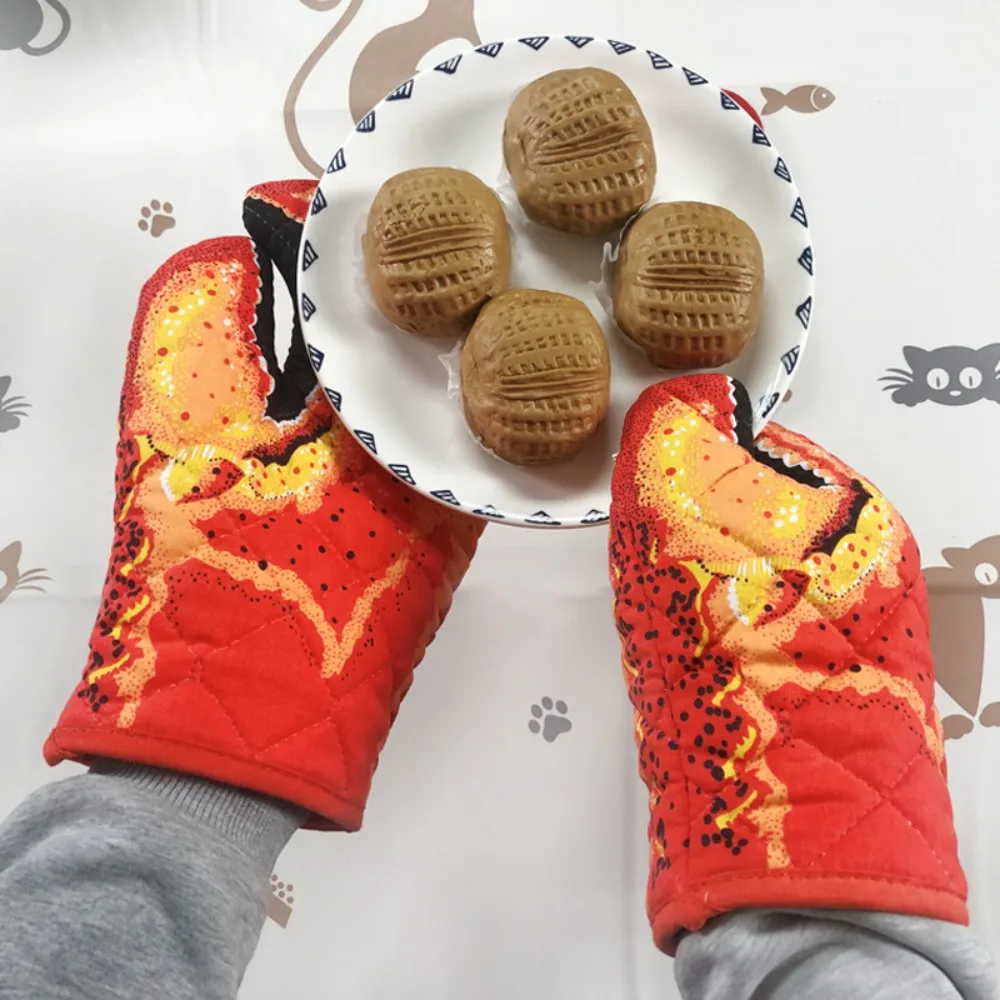 Cake Heat Resistant Anti-Scalding Lobster Claw Oven Mitts Cotton Insulation Gloves Non-Slip