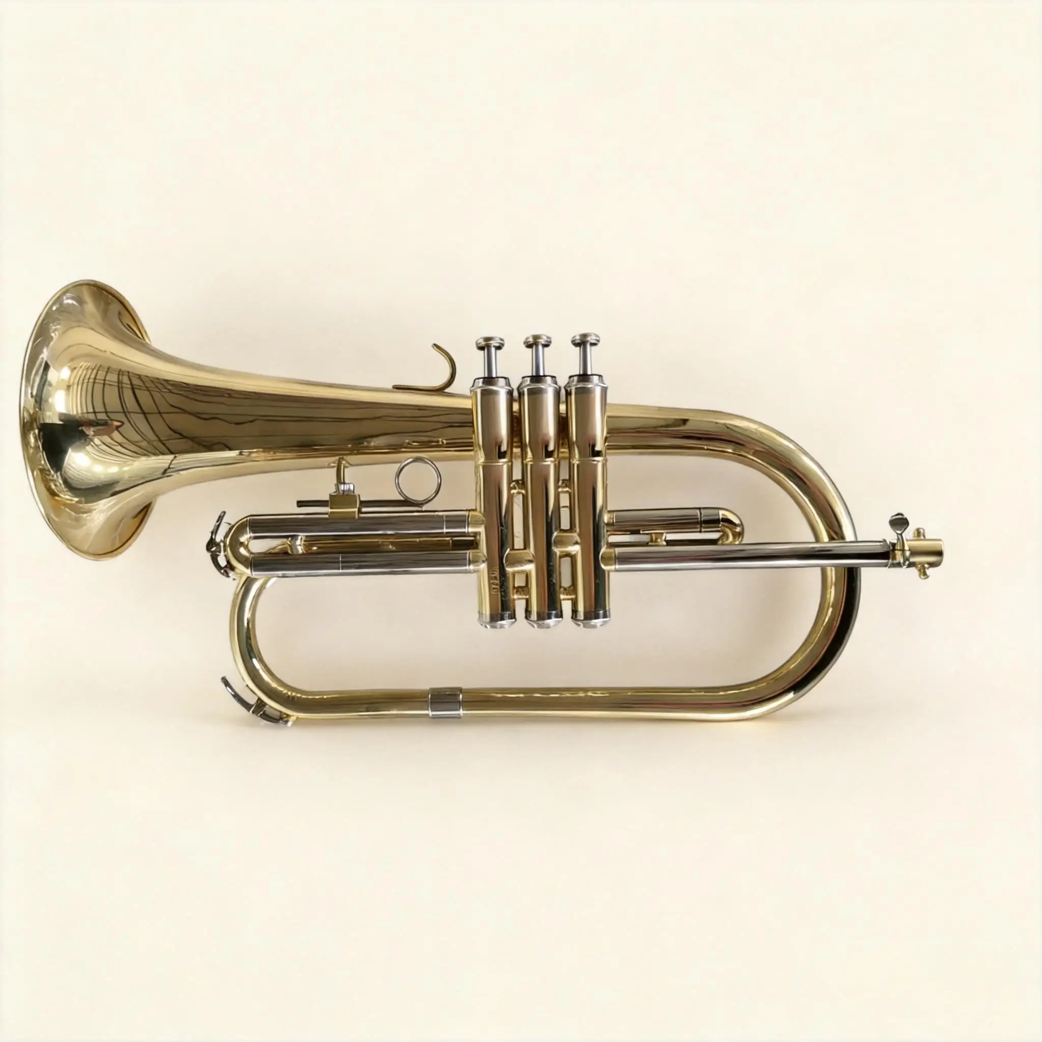 B‑Flat Gold‑Plated Marching Brass Instrument Flugelhorn French Horn for Student Brass Band Outdoor Stage Performance