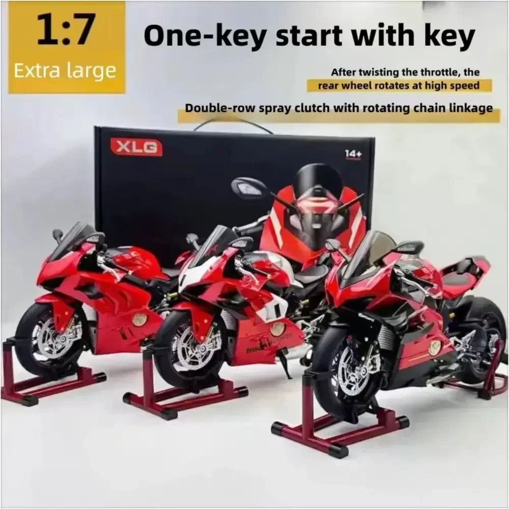 1:6  1:7 For Ducati V4s Ignite Start Smoke Effect  Panigale motorcycle alloy simulation model Large decoration birthday gift