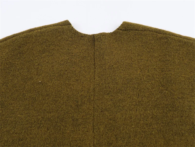 Haut tricoté à manches courtes pour femme, vert militaire, avec détail à volants, Sexy, col en v, élégant et élégant, nouvelle collection hiver 2025